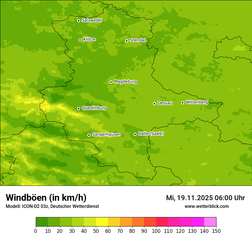Modellkarten Windgeschwindigkeit
