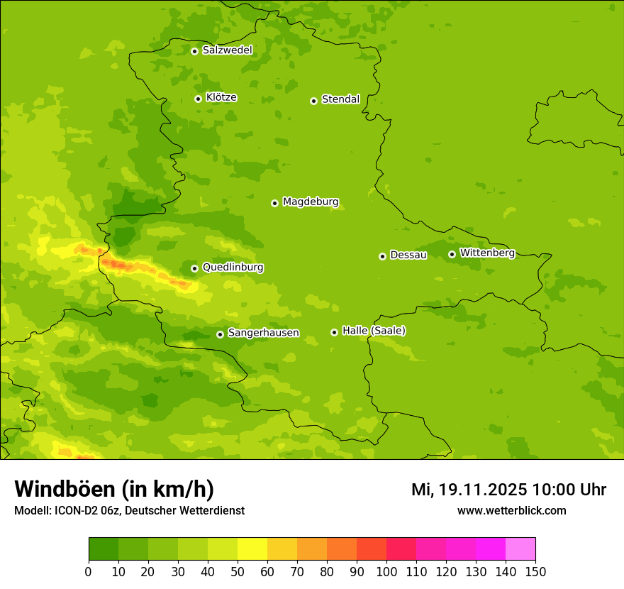 Modellkarten Windgeschwindigkeit