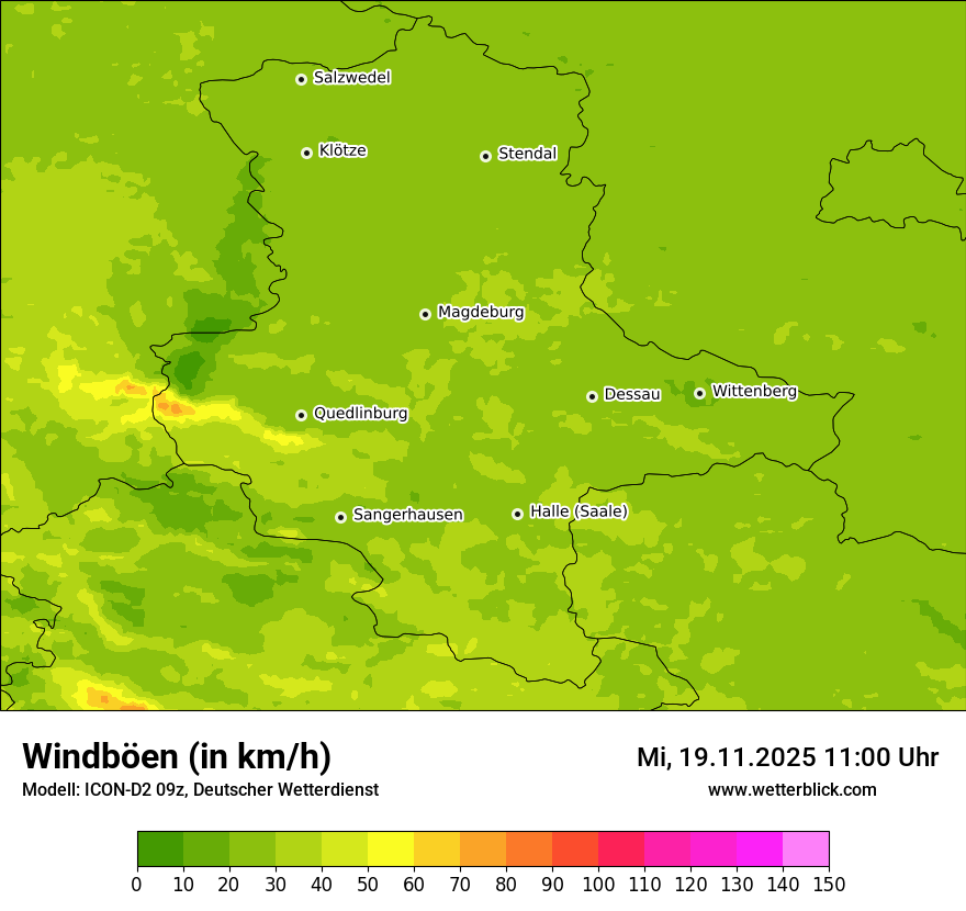 Modellkarten Windgeschwindigkeit