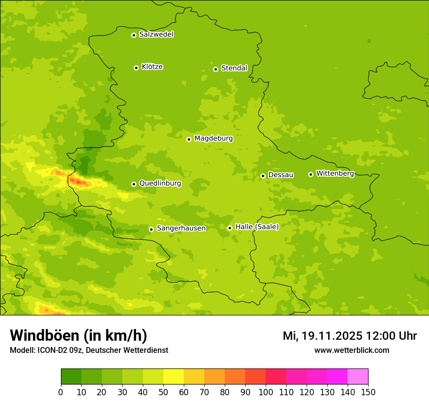 Modellkarten Windgeschwindigkeit