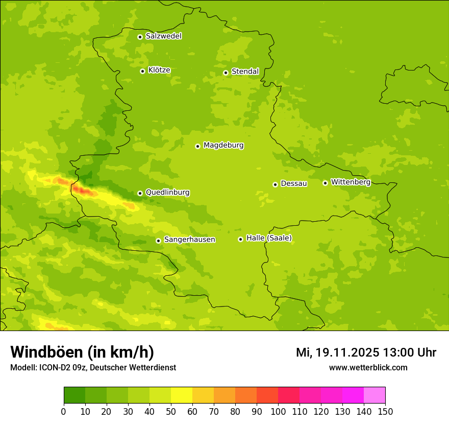 Modellkarten Windgeschwindigkeit