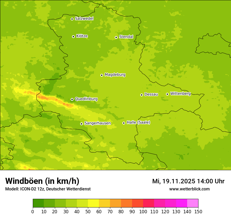 Modellkarten Windgeschwindigkeit