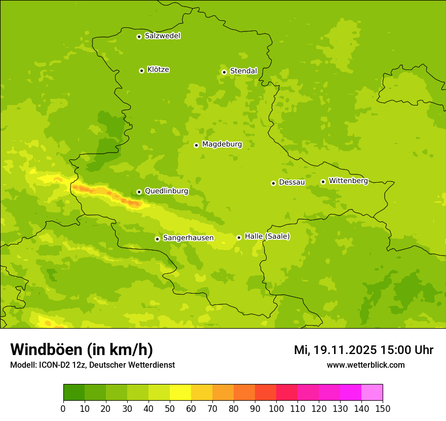 Modellkarten Windgeschwindigkeit