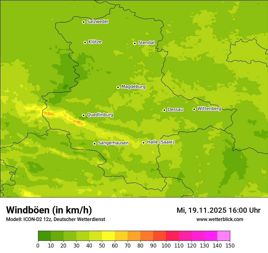 Modellkarten Windgeschwindigkeit