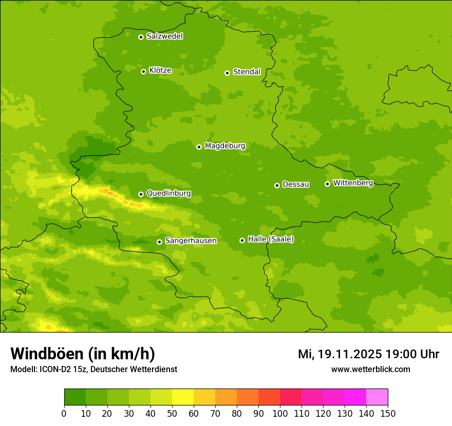 Modellkarten Windgeschwindigkeit