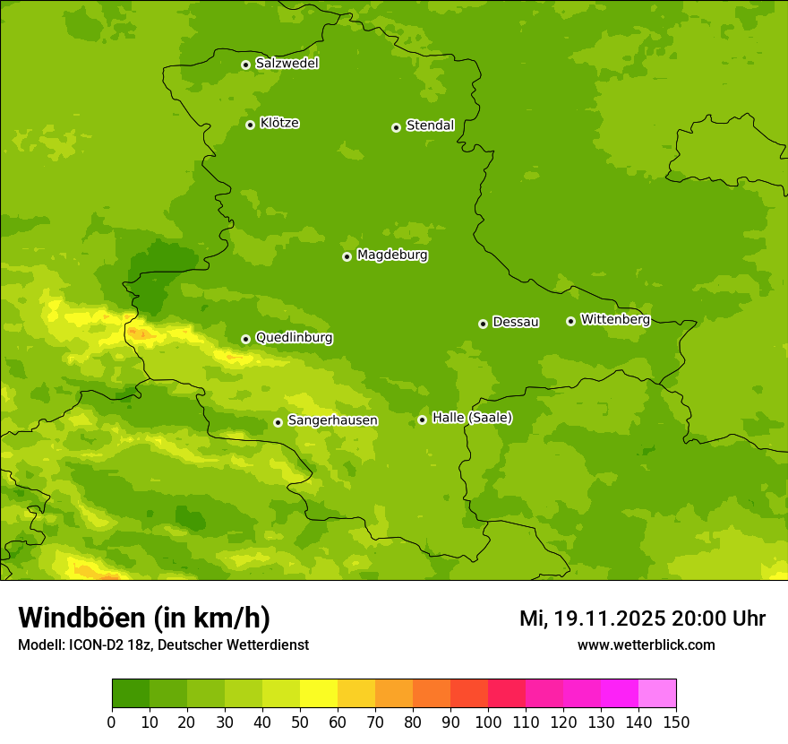 Modellkarten Windgeschwindigkeit