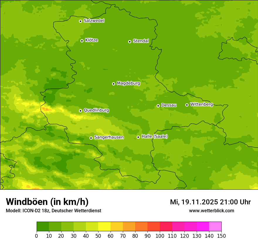 Modellkarten Windgeschwindigkeit