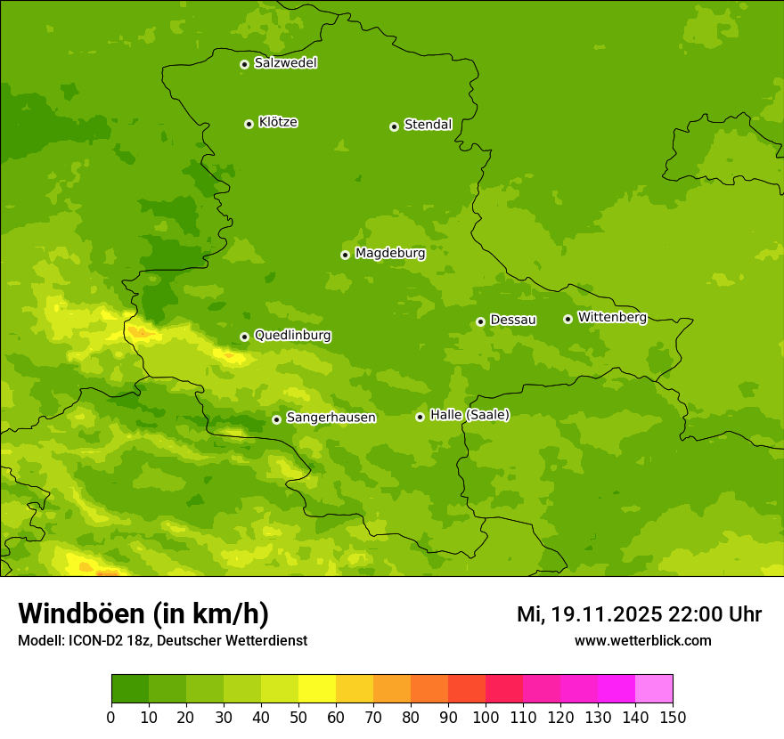 Modellkarten Windgeschwindigkeit