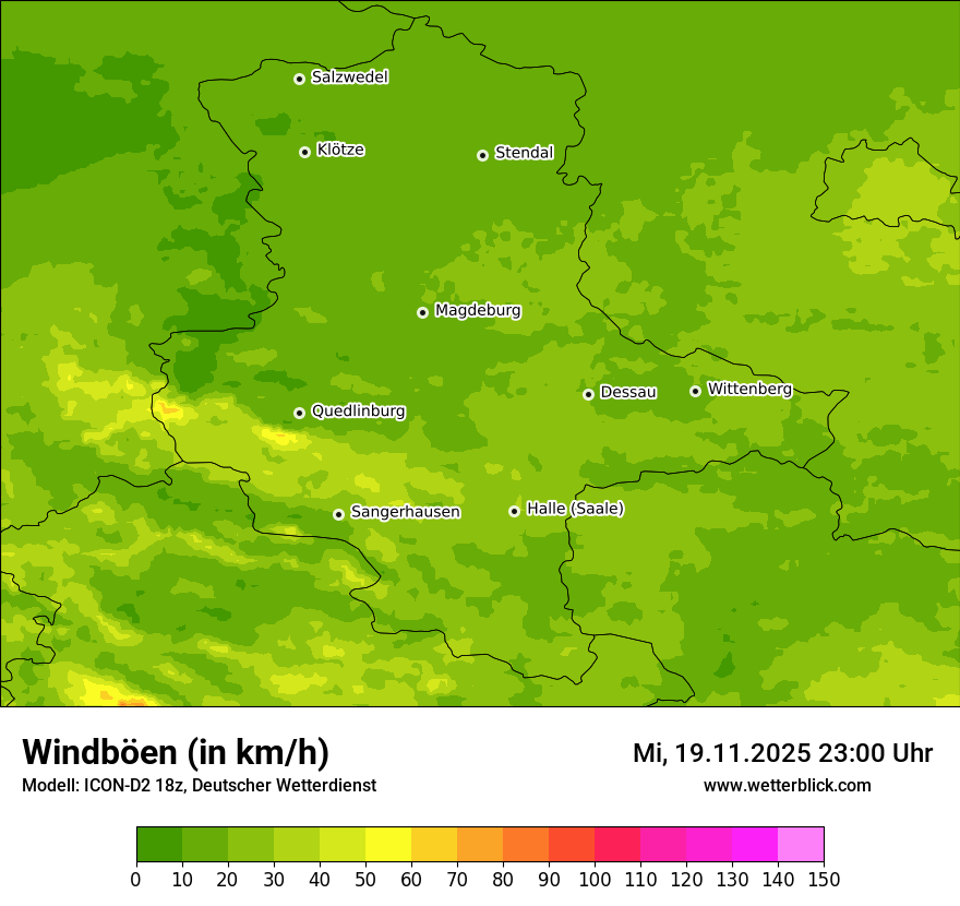 Modellkarten Windgeschwindigkeit