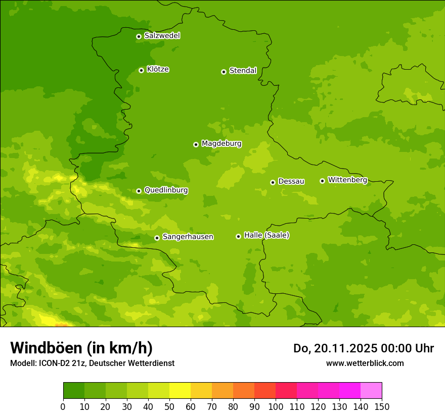 Modellkarten Windgeschwindigkeit