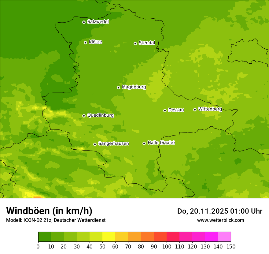 Modellkarten Windgeschwindigkeit