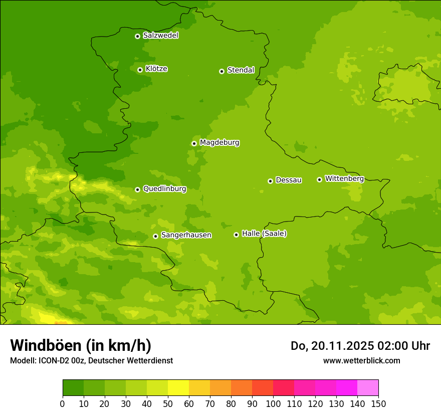 Modellkarten Windgeschwindigkeit