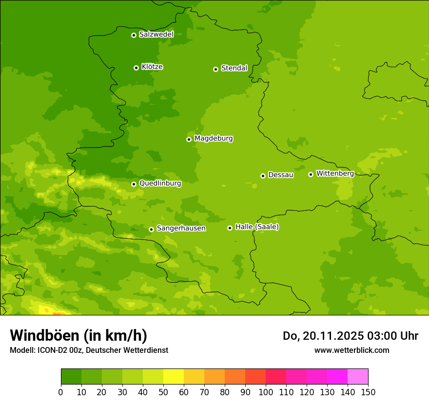 Modellkarten Windgeschwindigkeit