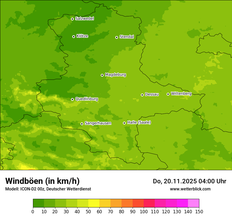 Modellkarten Windgeschwindigkeit