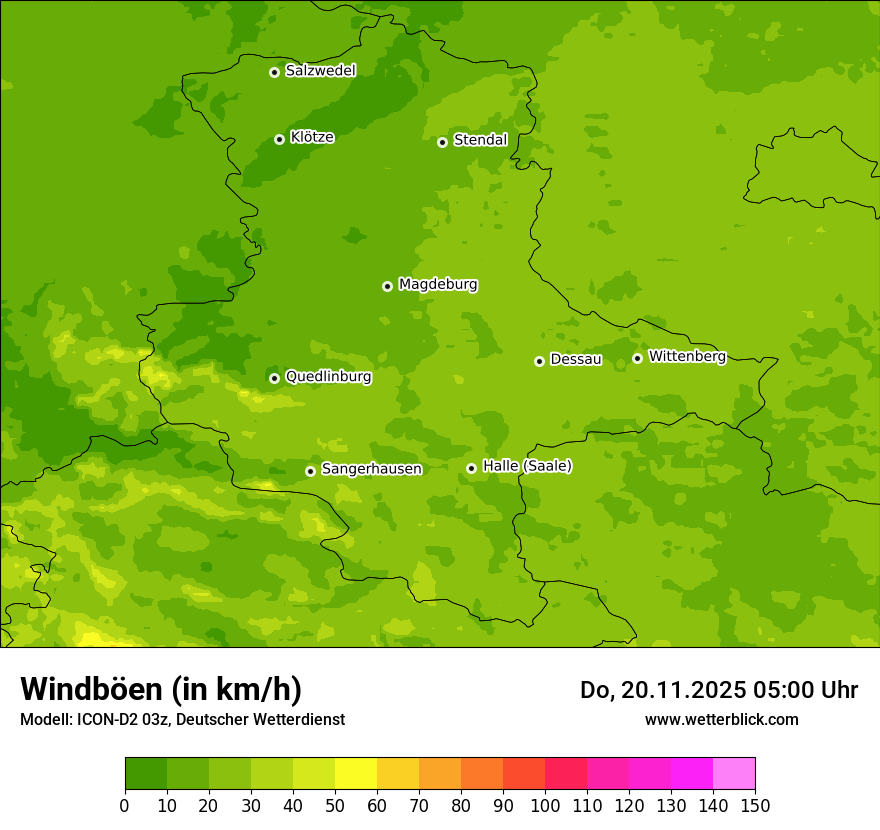 Modellkarten Windgeschwindigkeit