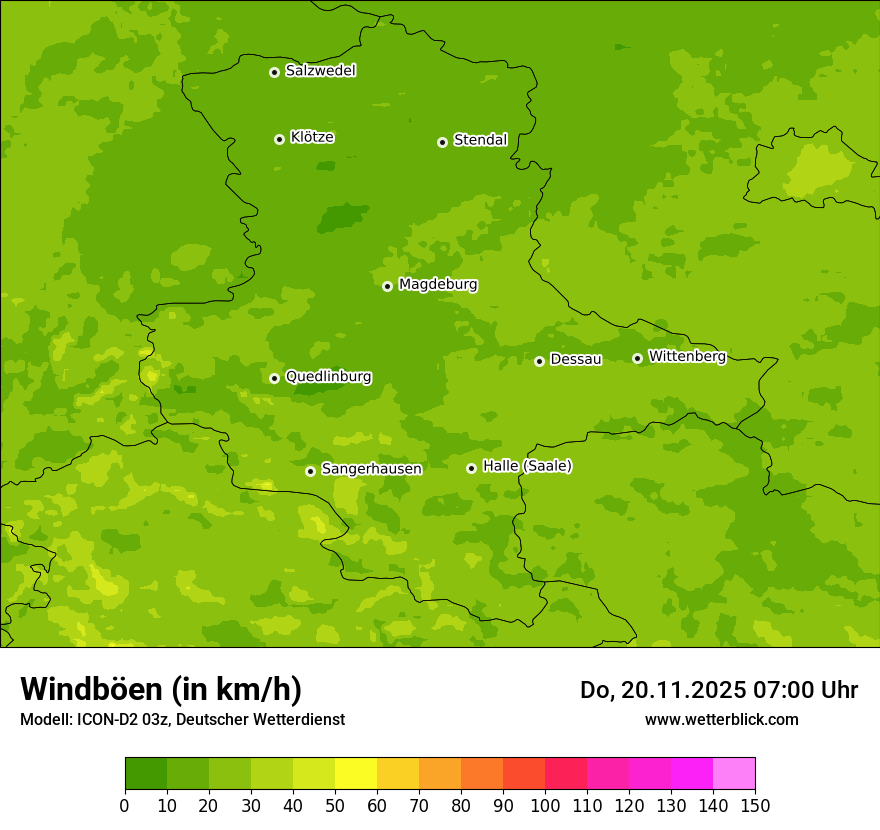Modellkarten Windgeschwindigkeit