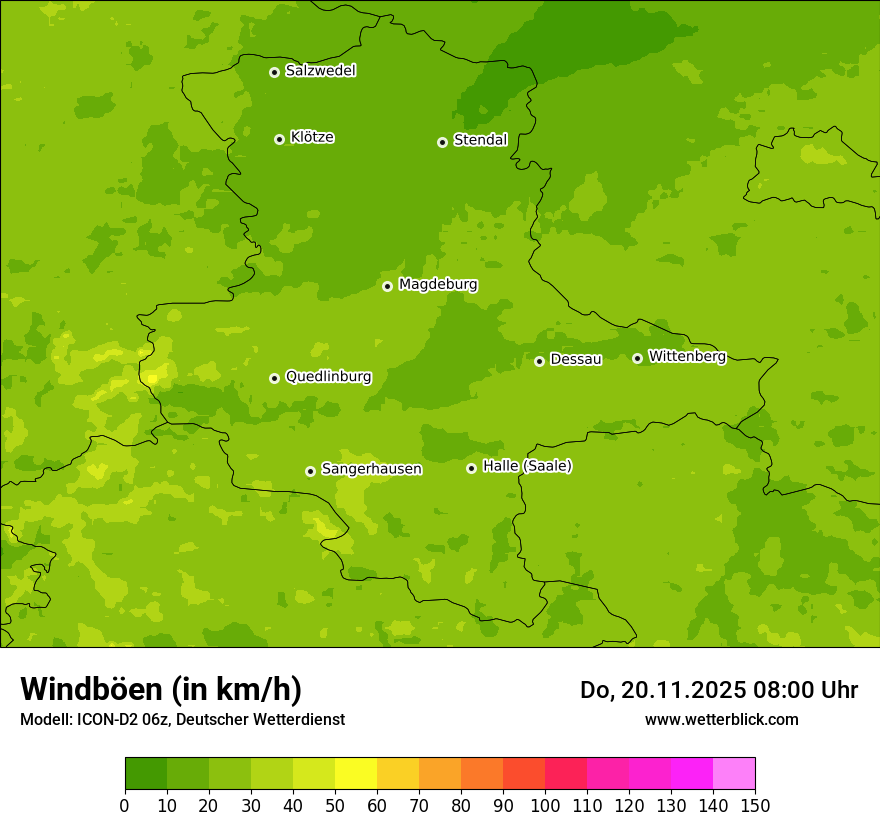 Modellkarten Windgeschwindigkeit
