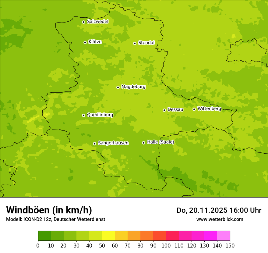Modellkarten Windgeschwindigkeit