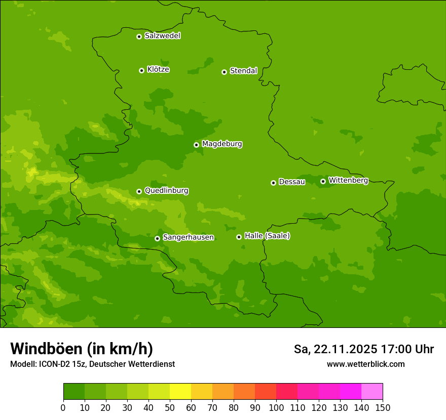 Modellkarten Windgeschwindigkeit