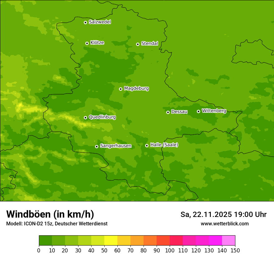 Modellkarten Windgeschwindigkeit