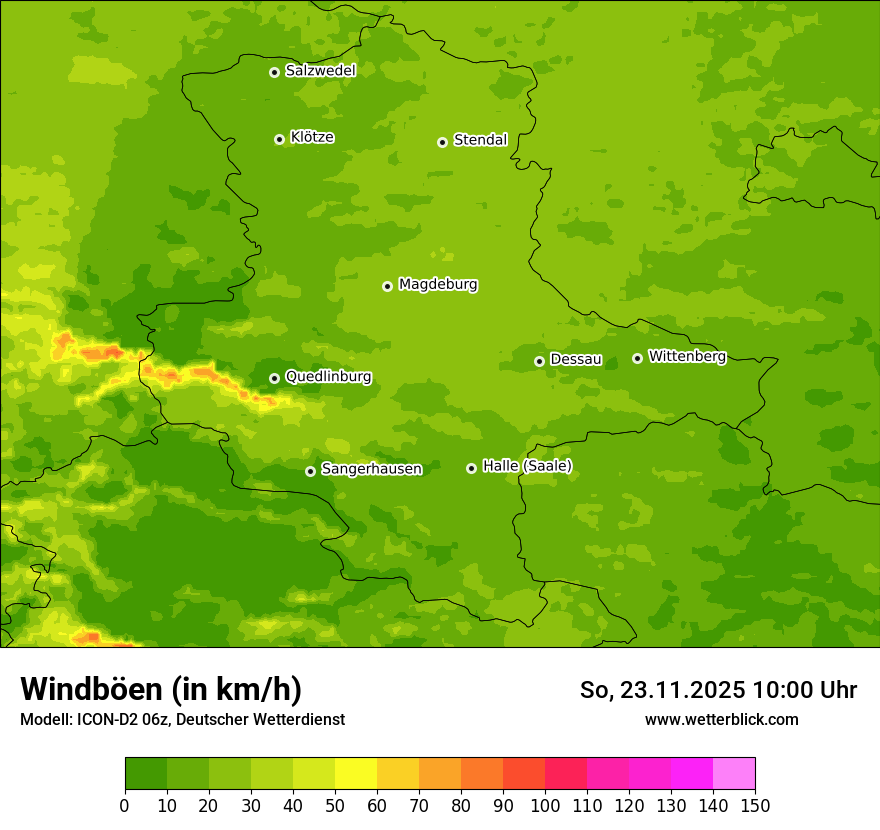 Modellkarten Windgeschwindigkeit