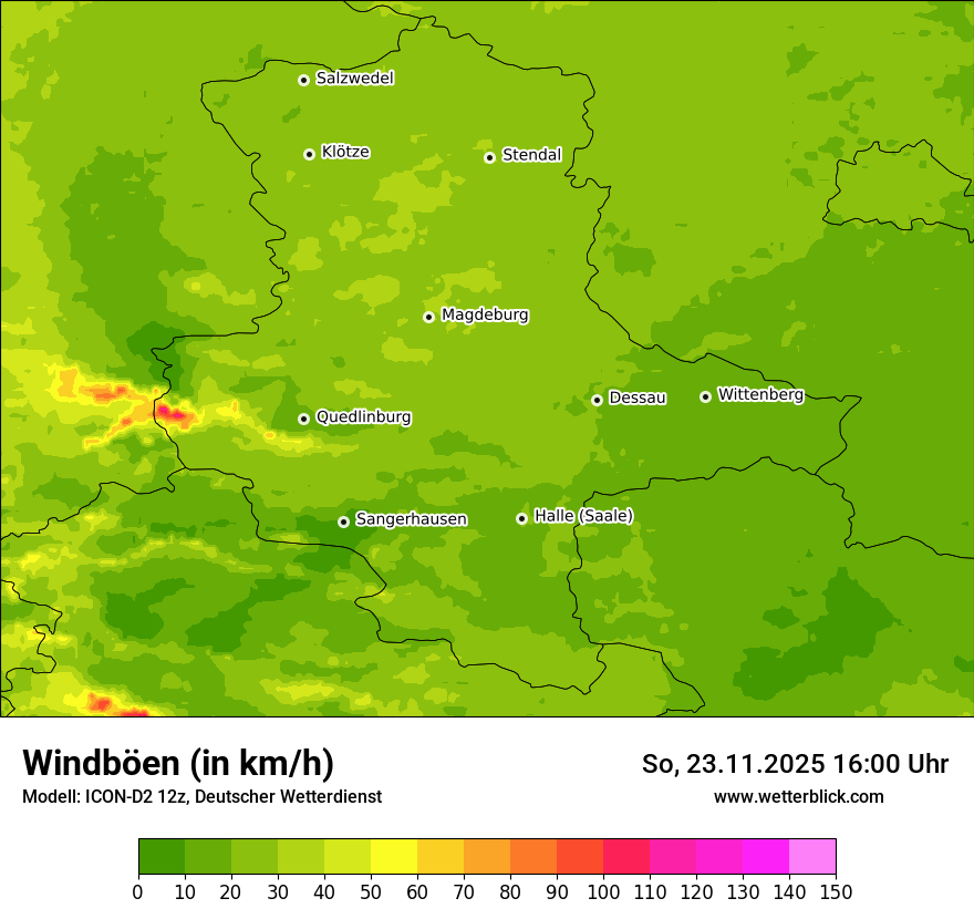 Modellkarten Windgeschwindigkeit