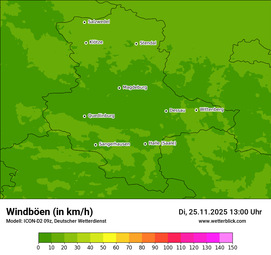 Modellkarten Windgeschwindigkeit