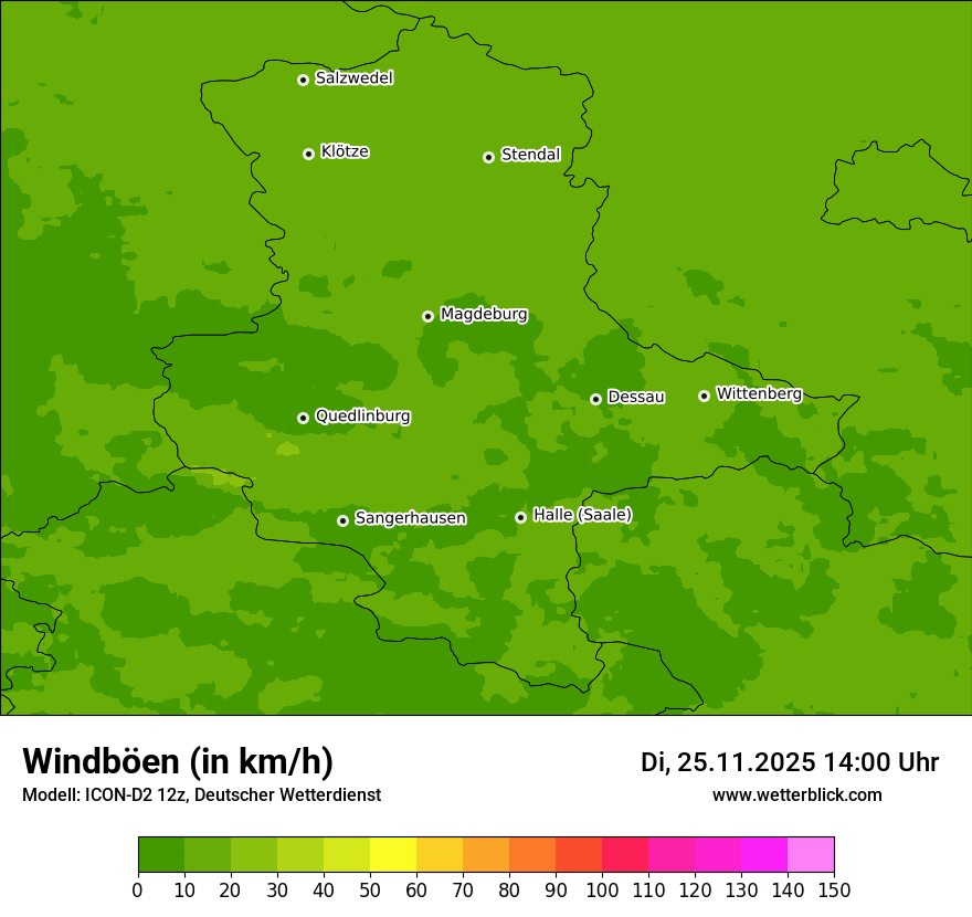 Modellkarten Windgeschwindigkeit