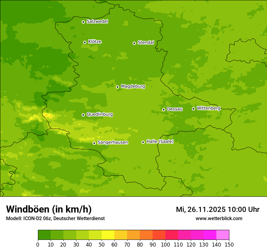 Modellkarten Windgeschwindigkeit