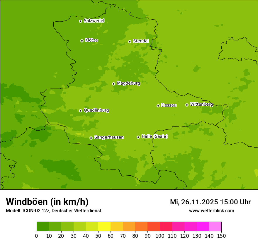 Modellkarten Windgeschwindigkeit