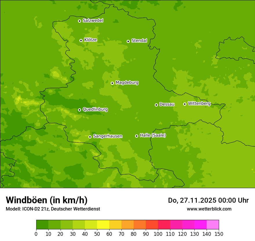Modellkarten Windgeschwindigkeit