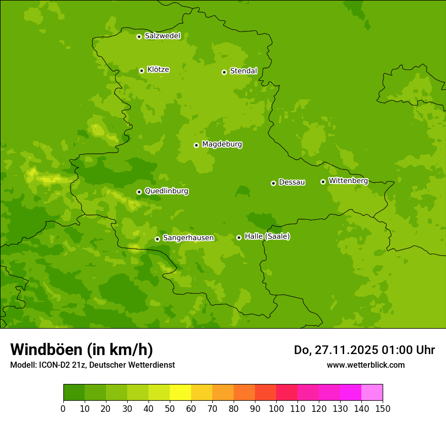 Modellkarten Windgeschwindigkeit