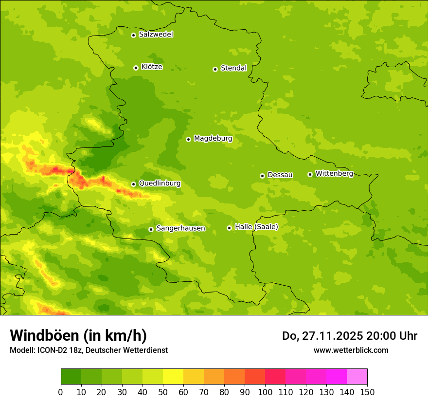 Modellkarten Windgeschwindigkeit