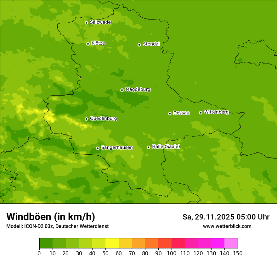 Modellkarten Windgeschwindigkeit