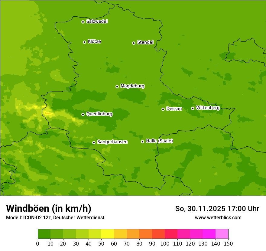 Modellkarten Windgeschwindigkeit