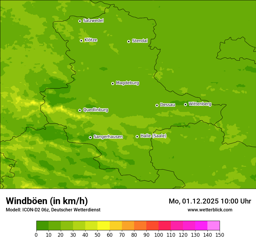 Modellkarten Windgeschwindigkeit