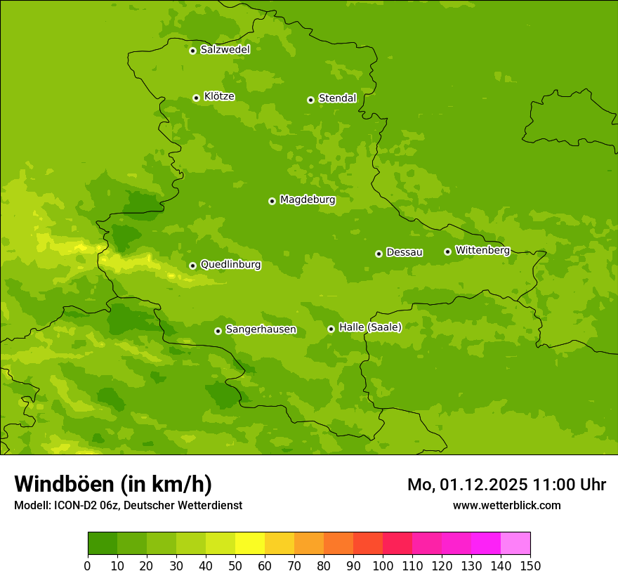Modellkarten Windgeschwindigkeit