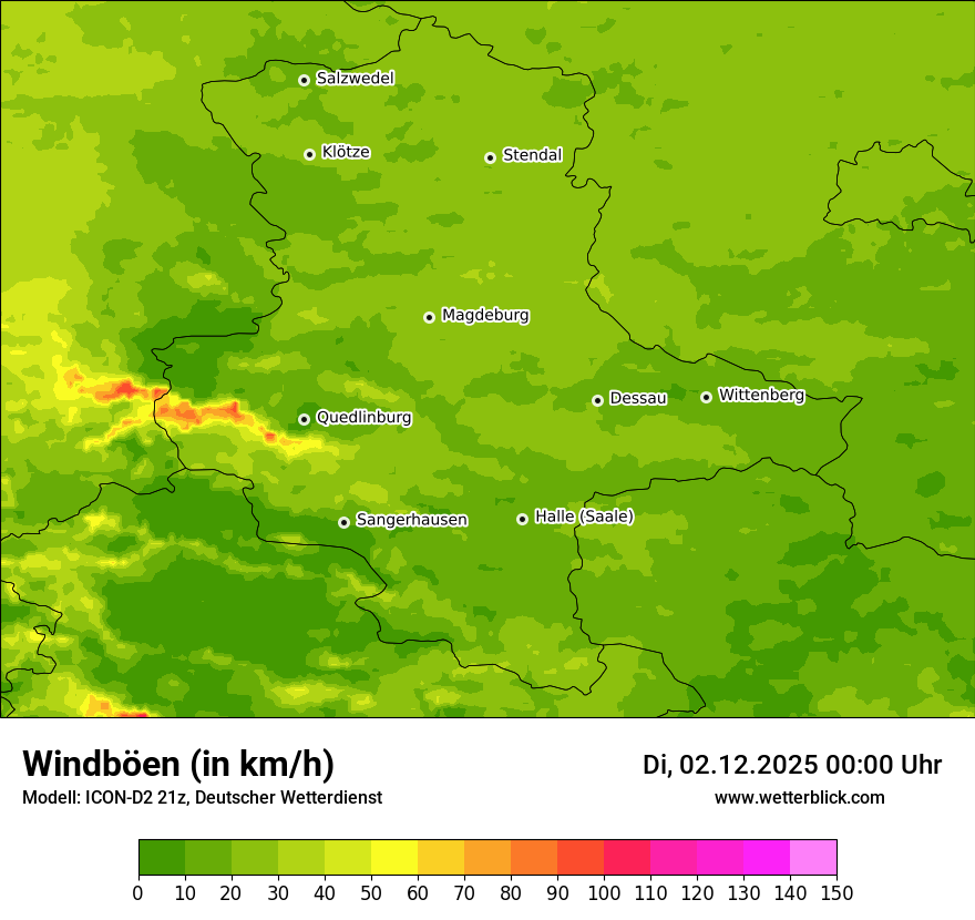 Modellkarten Windgeschwindigkeit