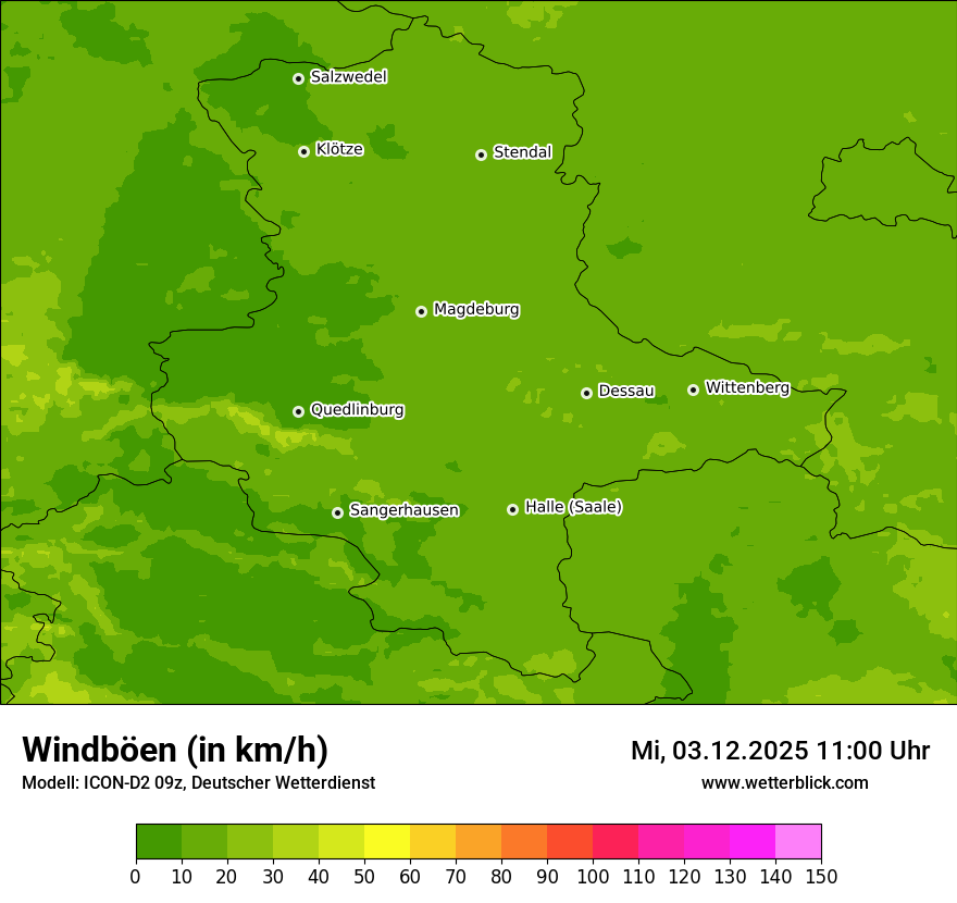 Modellkarten Windgeschwindigkeit