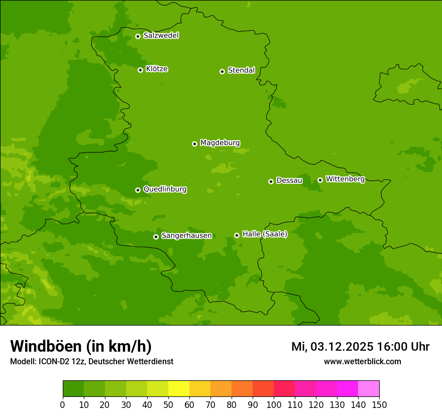 Modellkarten Windgeschwindigkeit