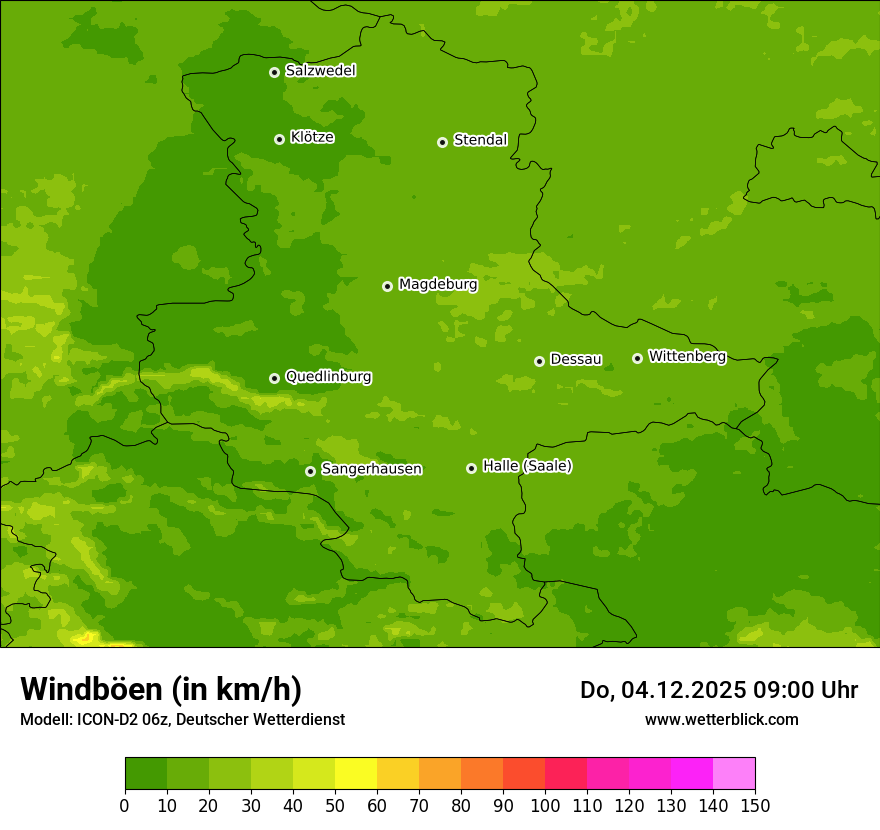 Modellkarten Windgeschwindigkeit