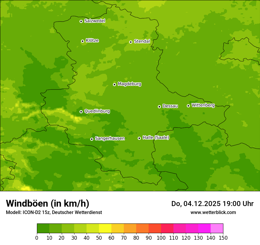 Modellkarten Windgeschwindigkeit