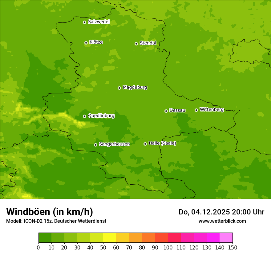 Modellkarten Windgeschwindigkeit