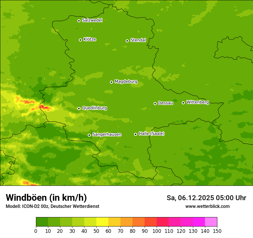 Modellkarten Windgeschwindigkeit