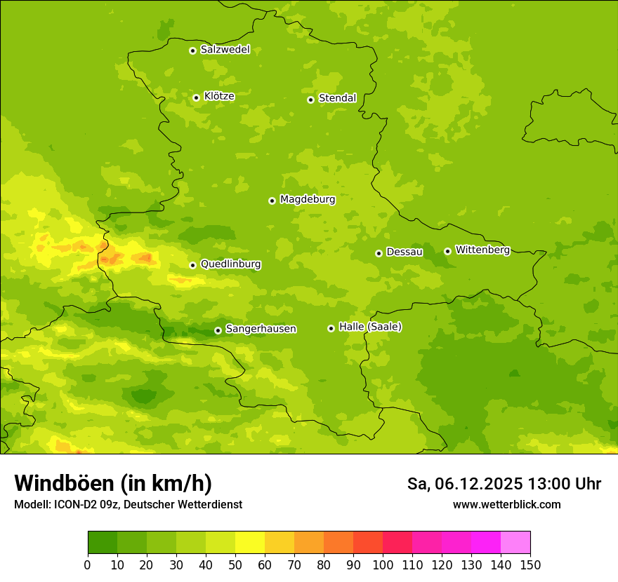 Modellkarten Windgeschwindigkeit