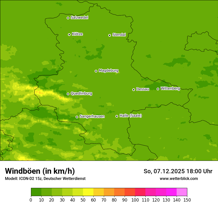 Modellkarten Windgeschwindigkeit