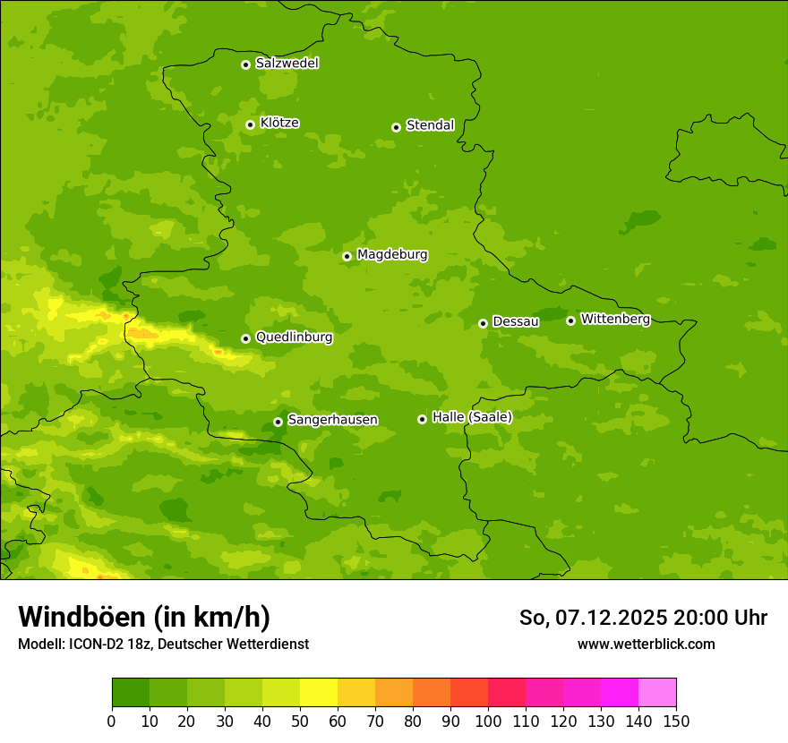 Modellkarten Windgeschwindigkeit
