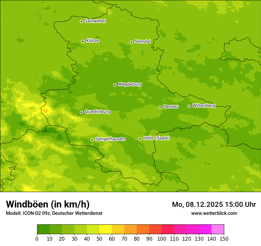 Modellkarten Windgeschwindigkeit