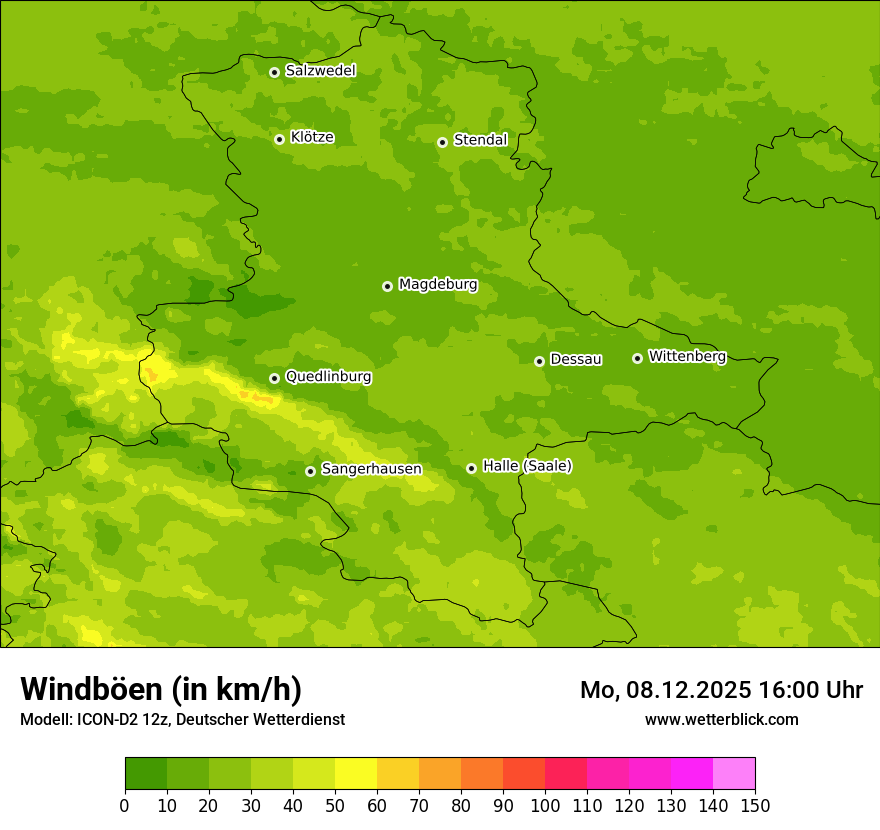 Modellkarten Windgeschwindigkeit