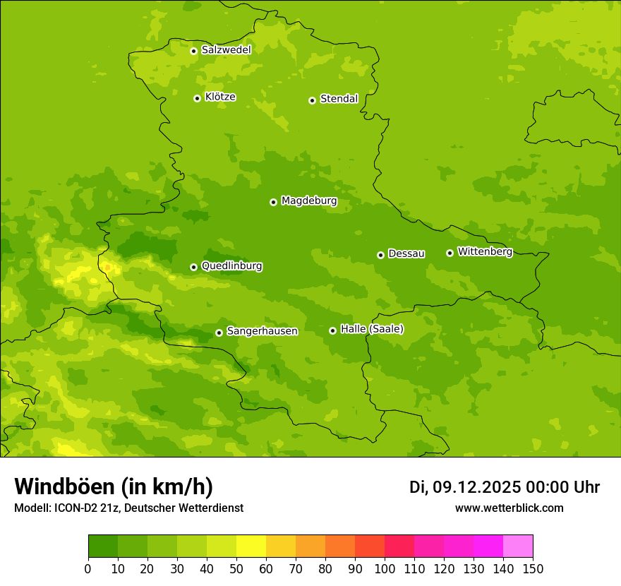 Modellkarten Windgeschwindigkeit